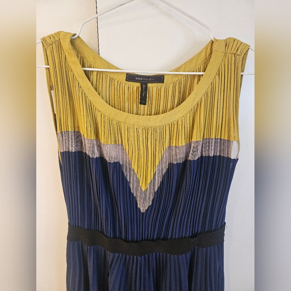 Yellow and Blue Pleated Dress